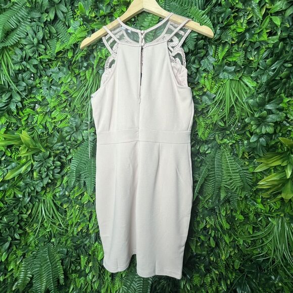 Blashe Dress Women Large Dusty Pink Embroidery High Neckline Short Sheath 0302 - Picture 15 of 16